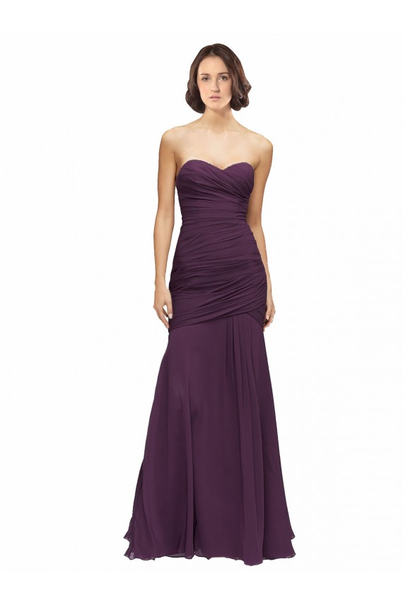 Sweetheart Long Soft Chiffon Grape Sleeveless Bridesmaid Dress Darwin