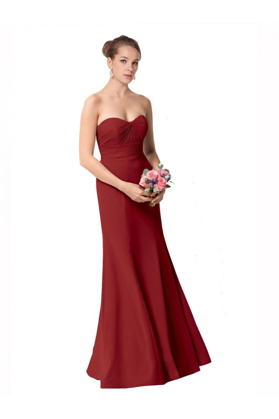 Sweetheart Long Soft Chiffon Burgundy Sleeveless Bridesmaid Dress Darwin