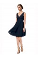 V-Neck Knee Length Soft Chiffon Dark Navy Sleeveless Bridesmaid Dress Darwin