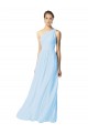 One Shoulder Long Soft Chiffon Light Sky Blue Sleeveless Bridesmaid Dress Darwin