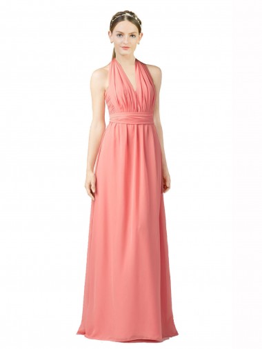Sweetheart Long Soft Chiffon Watermelon Sleeveless Bridesmaid Dress Darwin