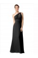One Shoulder Long Soft Chiffon Black Sleeveless Bridesmaid Dress Darwin