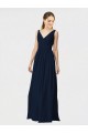 V-Neck Long Chiffon Dark Navy Sleeveless Bridesmaid Dresses / Formal Dresses Darwin