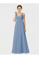 Sweetheart Long Soft Chiffon Dusty Blue Sleeveless Bridesmaid Gown Darwin