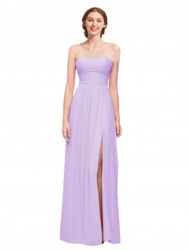 Strapless Long Soft Chiffon Lilac Sleeveless Evening Dress / Bridesmaid Dress Darwin