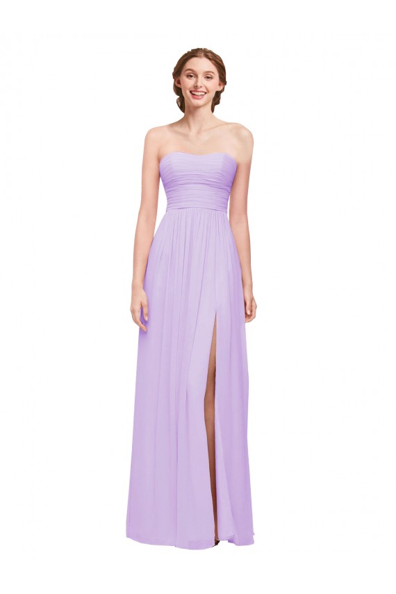 Strapless Long Soft Chiffon Lilac Sleeveless Evening Dress / Bridesmaid Dress Darwin