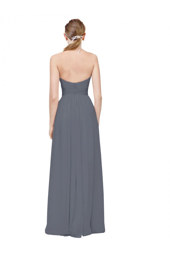 Sweetheart Long Soft Chiffon Slate Grey Sleeveless Bridesmaid Dress Darwin