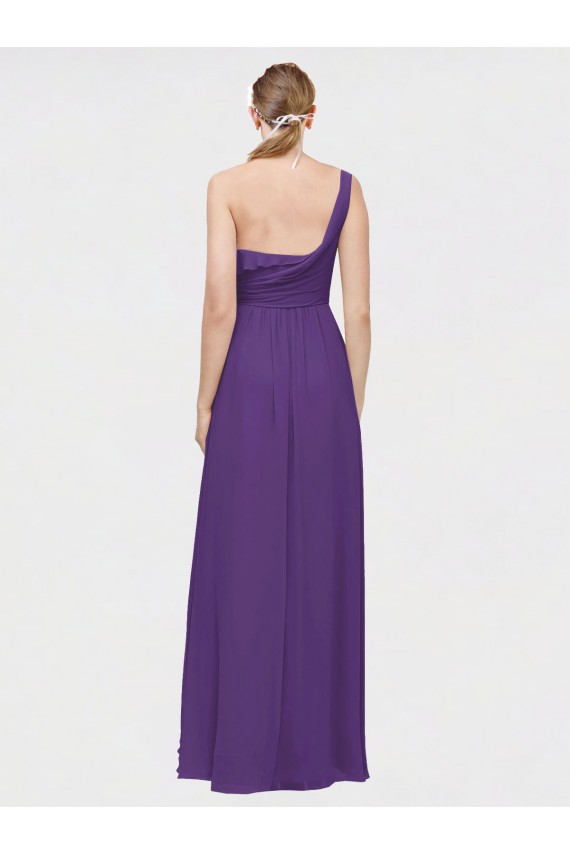 V-Neck Long Soft Chiffon Plum Purple Sleeveless High Low Bridesmaid Dress Darwin