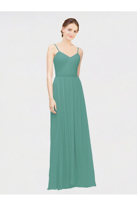 V-Neck Long Chiffon Icelandic Silver Sleeveless Bridesmaid Dress / Evening Dress Darwin