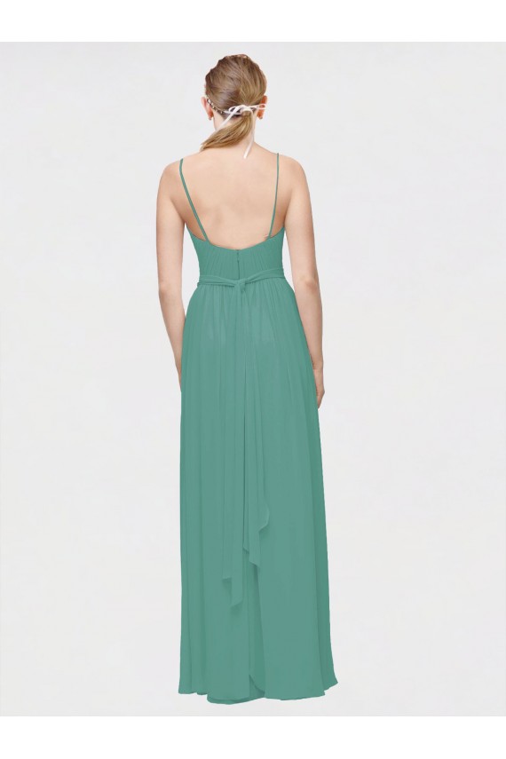 V-Neck Long Chiffon Icelandic Silver Sleeveless Bridesmaid Dress / Evening Dress Darwin