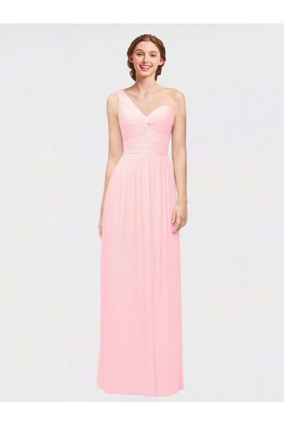 Sweetheart Long Soft Chiffon Pink Sleeveless Bridesmaid Dress Darwin