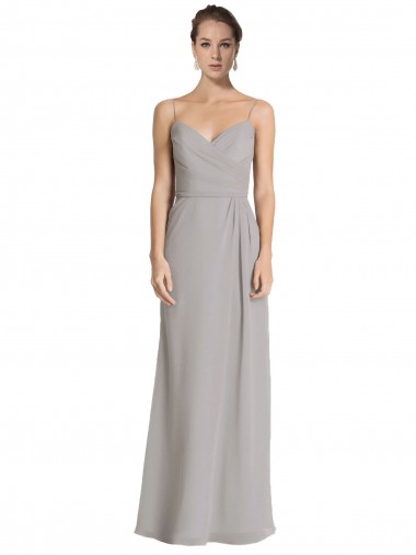 Sweetheart Long Soft Chiffon Silver Sheath Sleeveless Bridesmaid Dress Darwin
