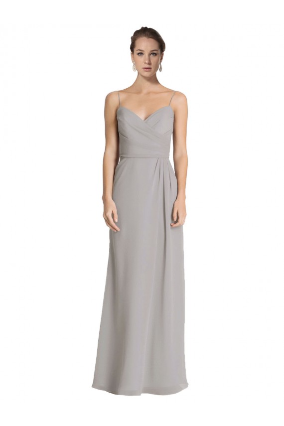 Sweetheart Long Soft Chiffon Silver Sheath Sleeveless Bridesmaid Dress Darwin