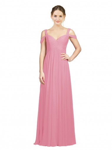 Sweetheart Long Soft Chiffon Skin Pink Sleeveless Bridesmaid Dress Darwin