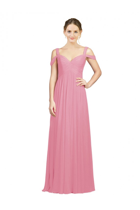 Sweetheart Long Soft Chiffon Skin Pink Sleeveless Bridesmaid Dress Darwin