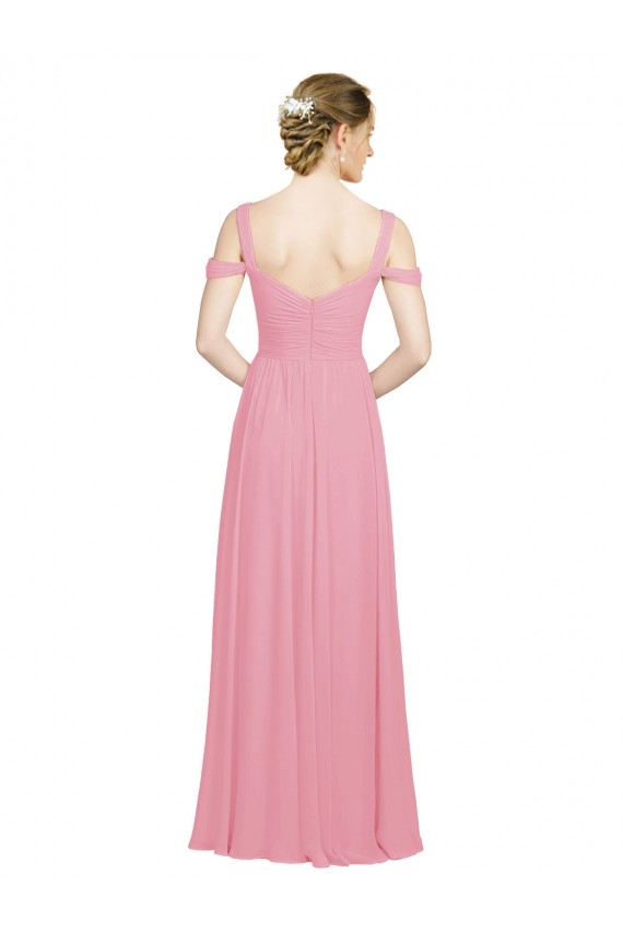Sweetheart Long Soft Chiffon Skin Pink Sleeveless Bridesmaid Dress Darwin