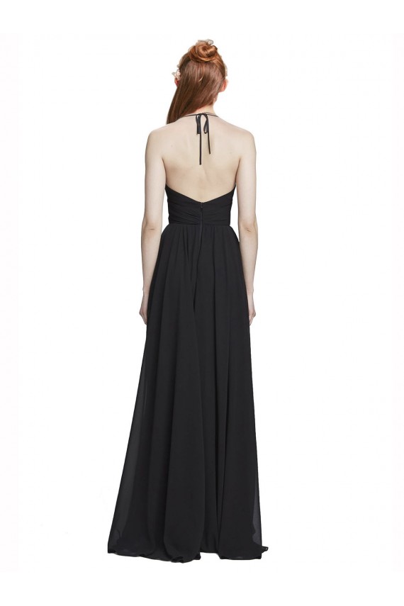 V-Neck Long Chiffon Dark Navy Sleeveless Formal Dress / Bridesmaid Dress Darwin