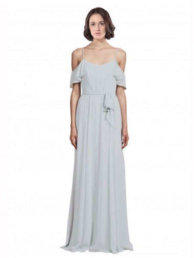 Spaghetti Straps Long Soft Chiffon Frost Sleeveless Formal Dress / Bridesmaid Dress Darwin