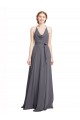Halter Neck Long Soft Chiffon Slate Grey Sleeveless Bridesmaid Dress Darwin