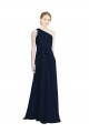 One Shoulder Long Chiffon Dark Navy Sleeveless Bridesmaid Dress / Evening Dress Darwin