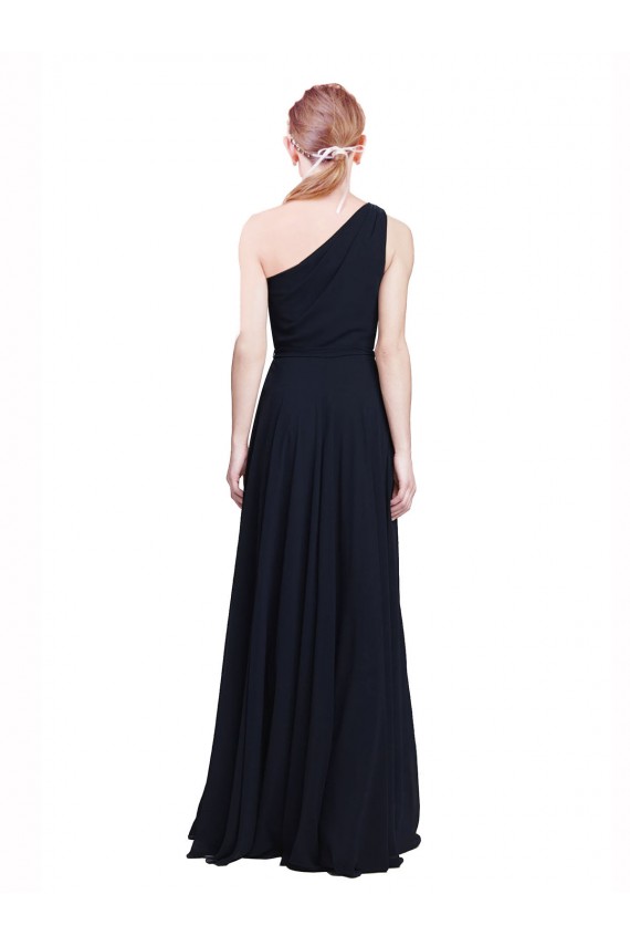 One Shoulder Long Chiffon Dark Navy Sleeveless Bridesmaid Dress / Evening Dress Darwin