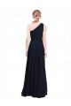 One Shoulder Long Chiffon Dark Navy Sleeveless Bridesmaid Dress / Evening Dress Darwin
