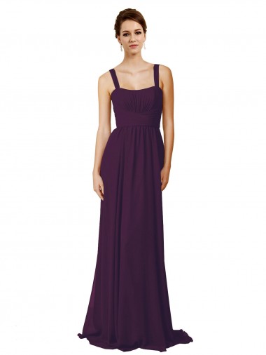 Spaghetti Straps Sweep Train Soft Chiffon Grape Sleeveless Bridesmaid Dress Darwin