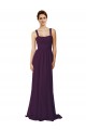 Spaghetti Straps Sweep Train Soft Chiffon Grape Sleeveless Bridesmaid Dress Darwin