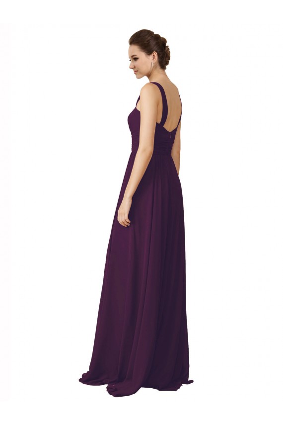 Spaghetti Straps Sweep Train Soft Chiffon Grape Sleeveless Bridesmaid Dress Darwin