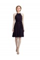 High Neck Knee Length Soft Chiffon Grape Sleeveless Bridesmaid Dress Darwin