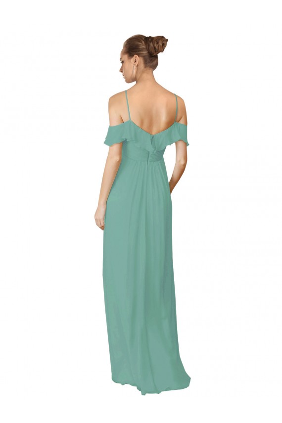 Spaghetti Straps Long Soft Chiffon Seaside Flutter Sleeves Bridesmaid Dress Darwin