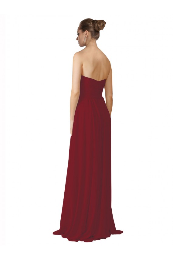 Strapless Long Soft Chiffon Burgundy Sleeveless Bridesmaid Dresses Darwin