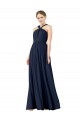 V-Neck Long Chiffon Dark Navy Sleeveless Bridesmaid Gowns Darwin
