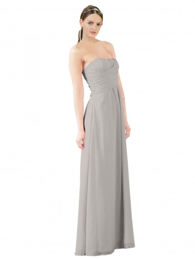 Strapless Long Soft Chiffon Oyster Silver Sleeveless Bridesmaid Dress Darwin