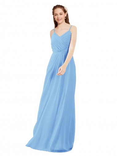 V-Neck Long Soft Chiffon Periwinkle Sleeveless Bridesmaid Dress Darwin