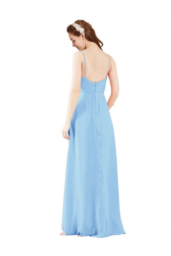 V-Neck Long Soft Chiffon Periwinkle Sleeveless Bridesmaid Dress Darwin