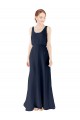 Scoop Neck Long Soft Chiffon Dark Navy Sleeveless Bridesmaid Dress Darwin
