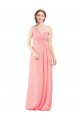 Sweetheart Long Soft Chiffon Salmon Sleeveless Bridal Party Dress Darwin