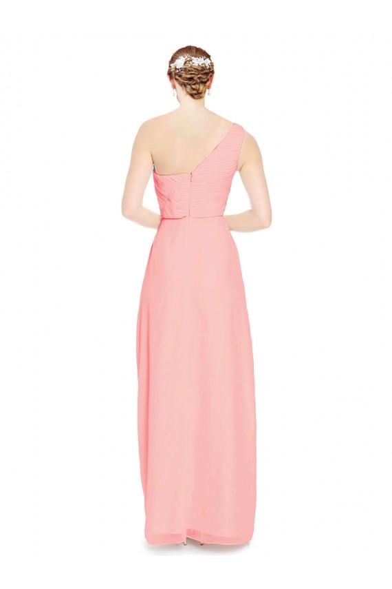 Sweetheart Long Soft Chiffon Salmon Sleeveless Bridal Party Dress Darwin
