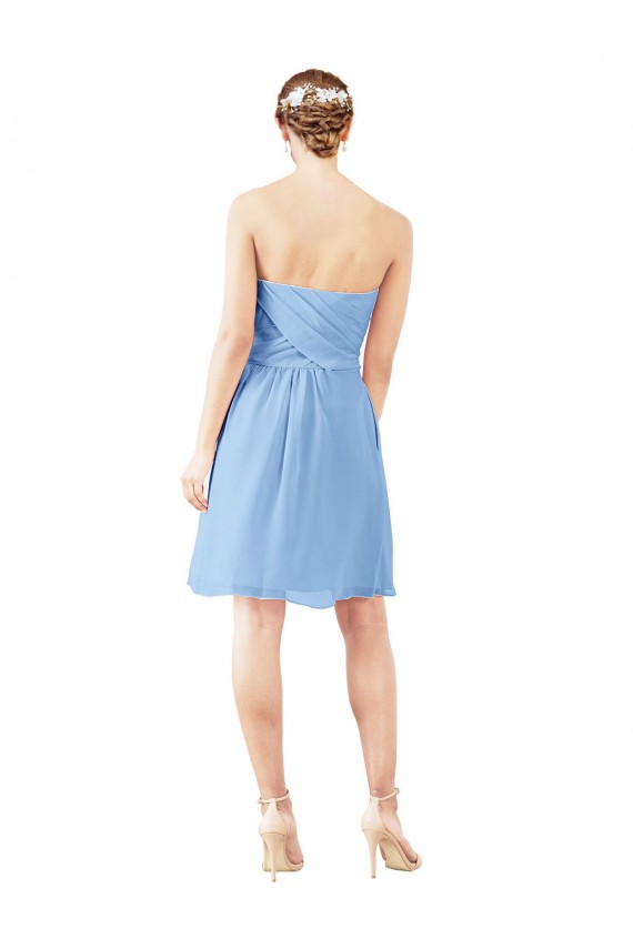 Strapless Knee Length Soft Chiffon Periwinkle Sleeveless Bridesmaid Dress Darwin