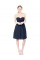 Sweetheart Knee Length Soft Chiffon Dark Navy Sleeveless Bridesmaid Dress Darwin