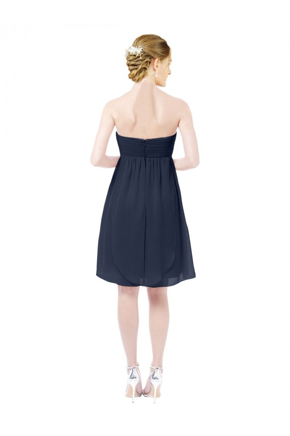 Sweetheart Knee Length Soft Chiffon Dark Navy Sleeveless Bridesmaid Dress Darwin