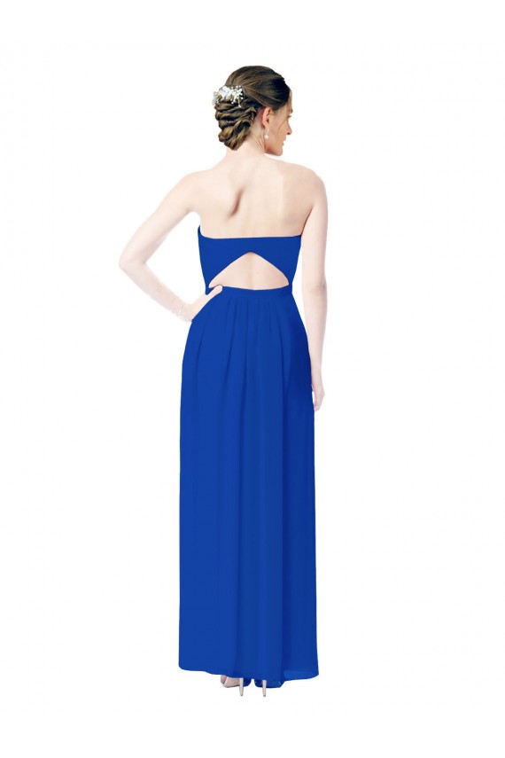 Sweetheart Long Soft Chiffon Royal Blue Sleeveless Bridesmaid Dress Darwin