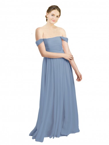 Sweetheart Long Soft Chiffon Dusty Blue Sleeveless Formal Dress / Bridesmaid Dress Darwin