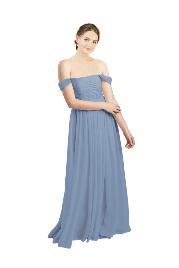 Sweetheart Long Soft Chiffon Dusty Blue Sleeveless Formal Dress / Bridesmaid Dress Darwin