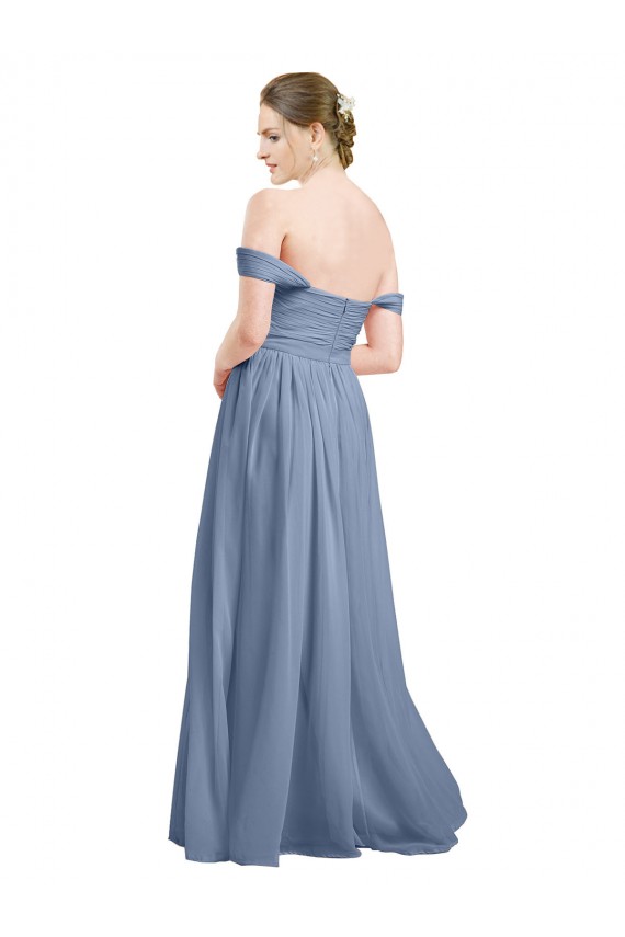 Sweetheart Long Soft Chiffon Dusty Blue Sleeveless Formal Dress / Bridesmaid Dress Darwin
