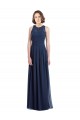 Halter Neck Long Floor Length Chiffon Dark Navy Sleeveless Bridesmaid Dress Darwin