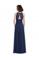 Halter Neck Long Floor Length Chiffon Dark Navy Sleeveless Bridesmaid Dress Darwin