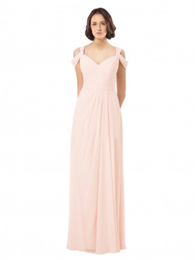 Sweetheart Long Chiffon Pink Sleeveless Bridesmaid Dress / Evening Dress Darwin