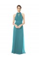 Halter Neck Long Soft Chiffon Hunter Sleeveless Bridesmaid Dress Darwin